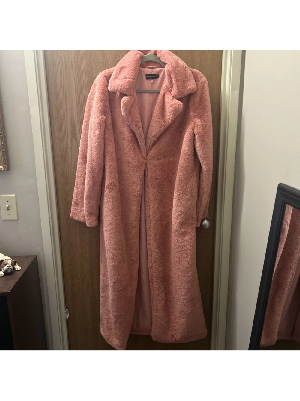 PrettyLittleThing Long Pink Teddy Faux Fur Coat